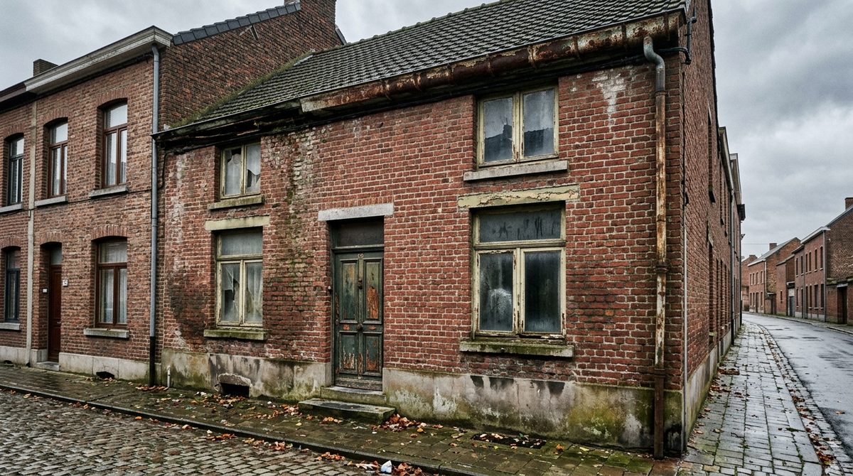 Maison de rangée belge dégradée et insalubre (illustration)